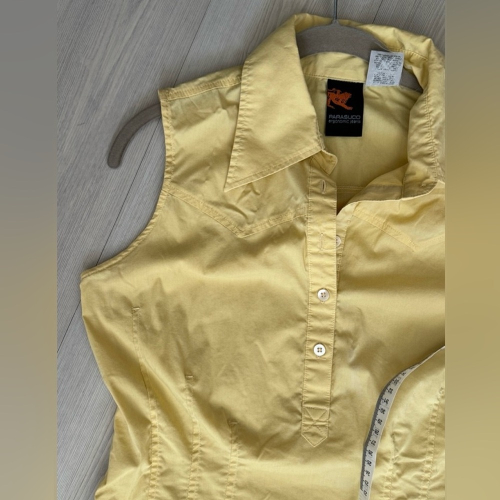 Parasuco Vintage Y2k Yellow sleeveless Button
Up Shirt M/L - Picture 2 of 11